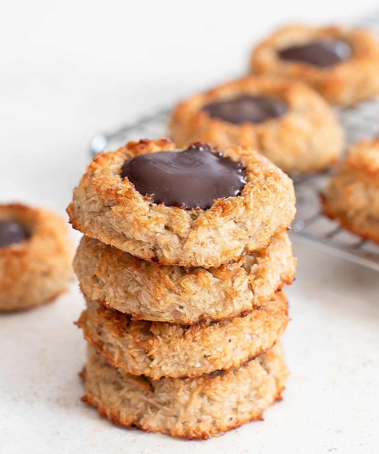 3 Ingredient Coconut Thumbprint Cookies (No Flour, Eggs, Refined Sugar, Dairy, Butter or Oil)