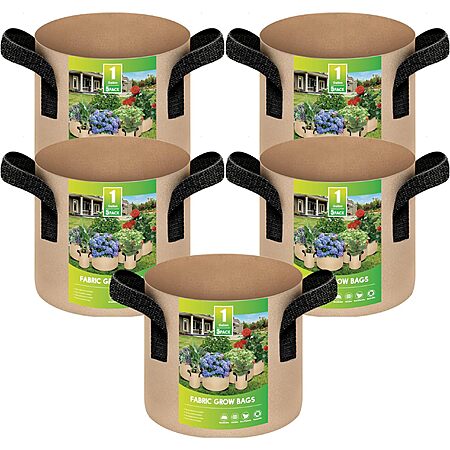 5-pk 1-gal YSSOA Heavy Duty Garden Grow Bags