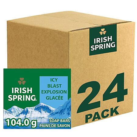 24-Pk 3.7-Oz Irish Spring Deodorant Soap Bars (Icy Blast)
