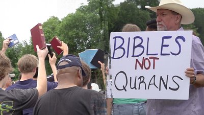 Outrage over Qurans and Hijabs at Texas school ignites Bible revival outside campus gates