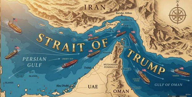 Glorious Leader Posts New Map Of “Strait Of Trump”