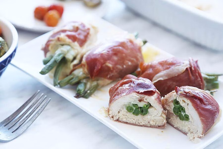 Prosciutto Wrapped Chicken with Green Beans