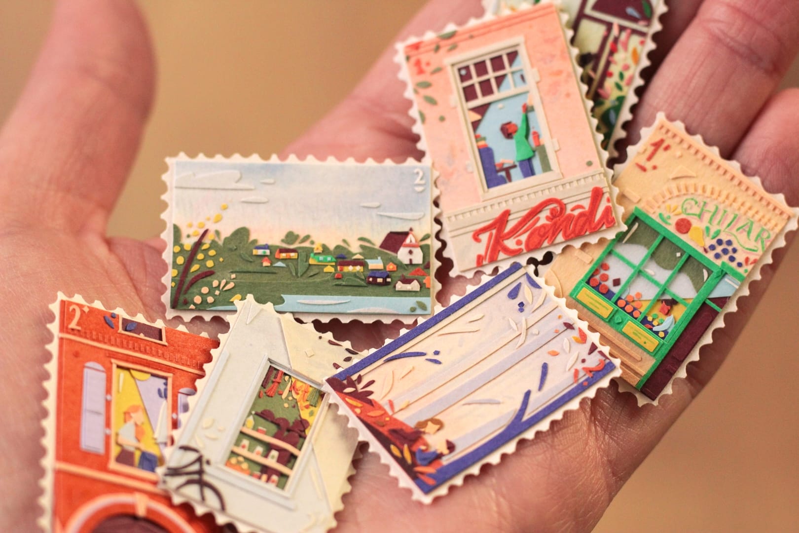 Laura K. Sayers’ Vibrant Postage Stamps Celebrate the Beauty of Everyday Moments
